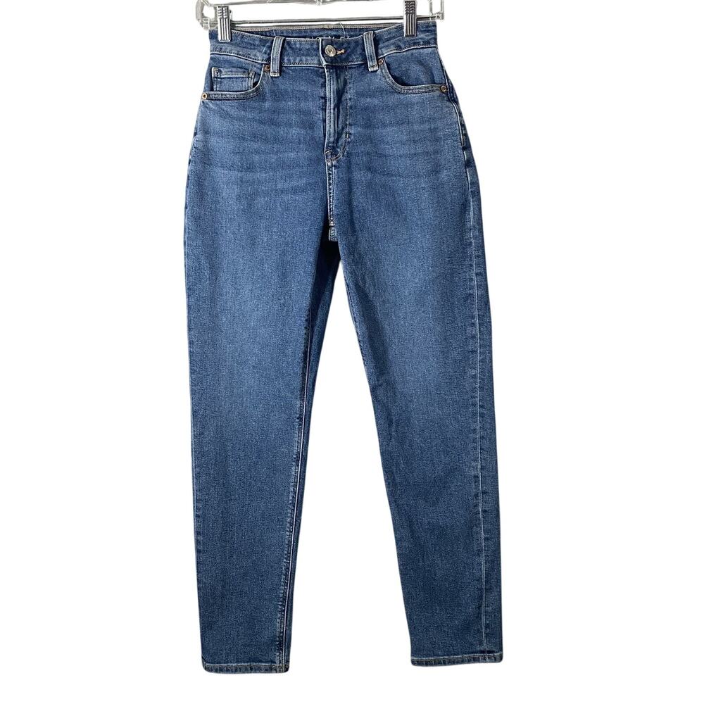 American Eagle Stretch Mom Jeans Blue Denim Pants Womans Size 0